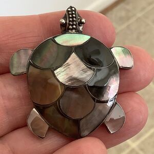 STERLING SILVER 925 ABALONE SHELL TURQUOISE PENDANT​​